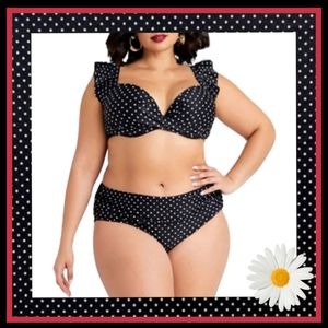 NICOLE MILLER ☆ FLOUNCE STRAP RETRO BIKINI ☆ 3x ☆ NWT